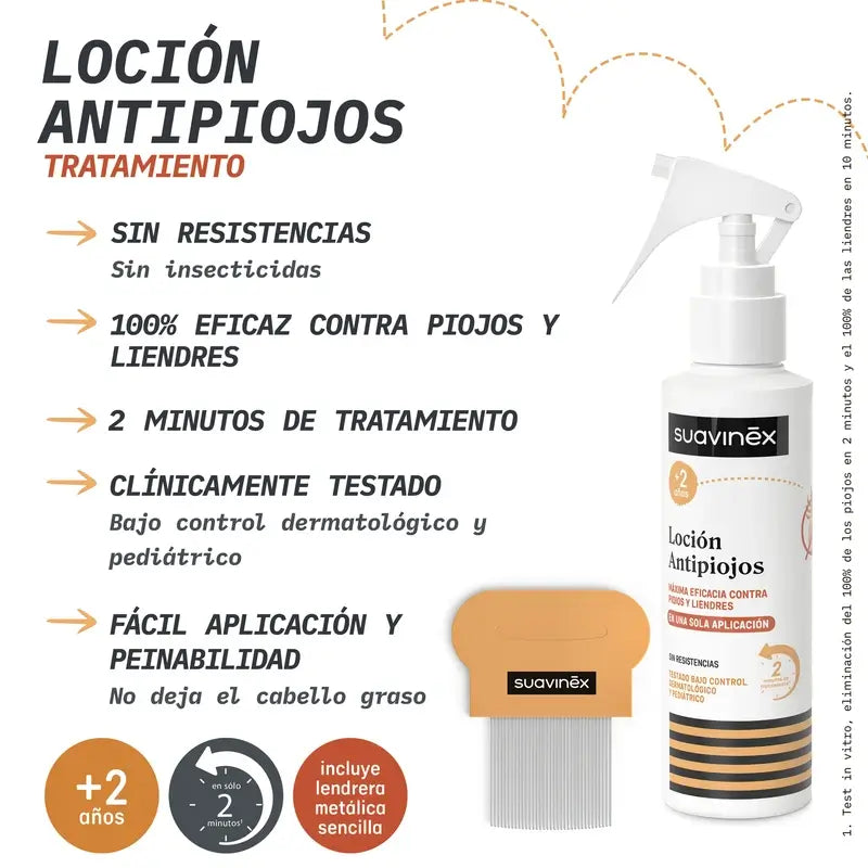 Suavinex Pack Loción Antipiojos 125 Ml + Champú Protector 250 Ml + Lendrera, +2 Años