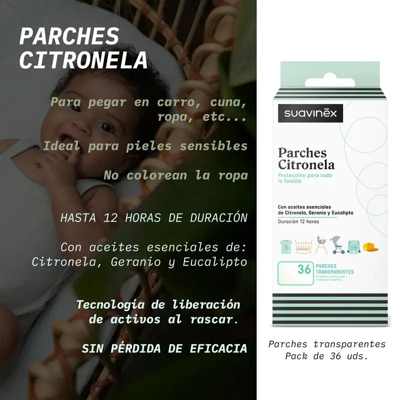 Suavinex Parches De Citronela Antimosquitos, 36 Unidades