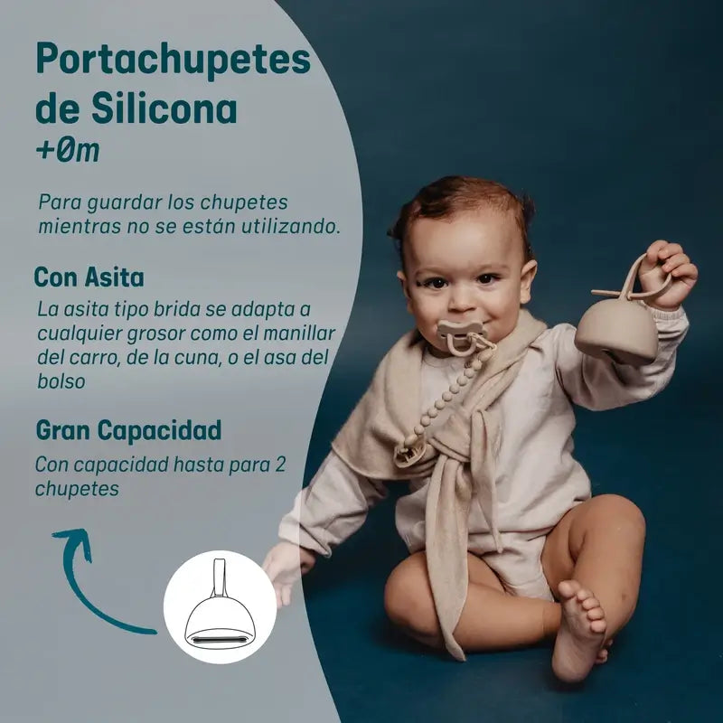 Suavinex Portachupetes De Silicona Con Asa, +0 Meses, Ballad Blue