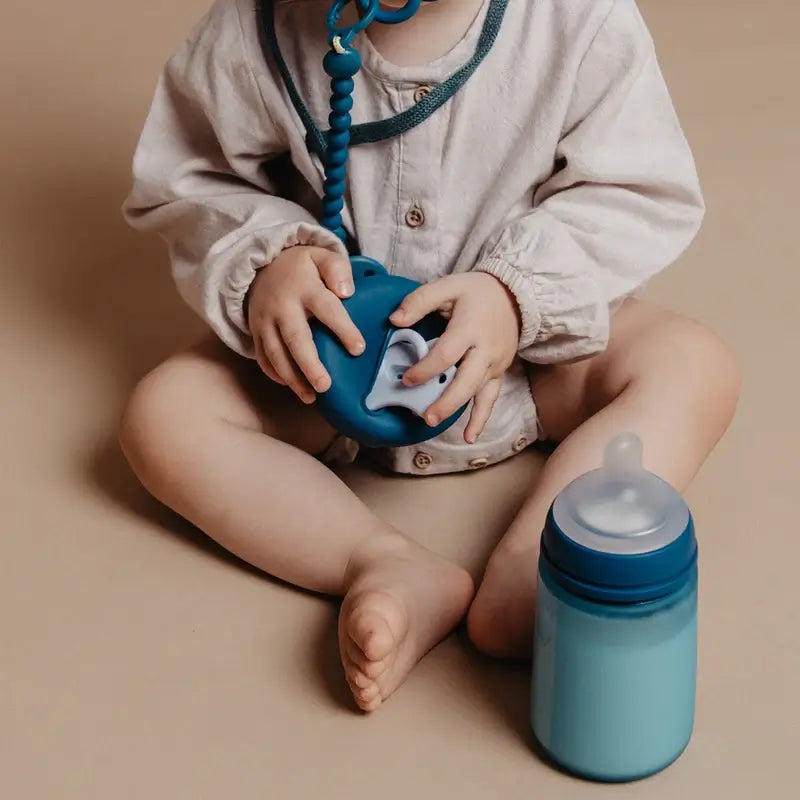 Suavinex Portachupetes De Silicona Con Asa, +0 Meses, Deep Ocean