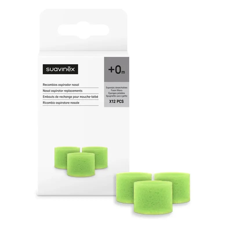 Suavinex Recambios Esponjas Aspirador Nasal, +0 Meses, 12 Unidades