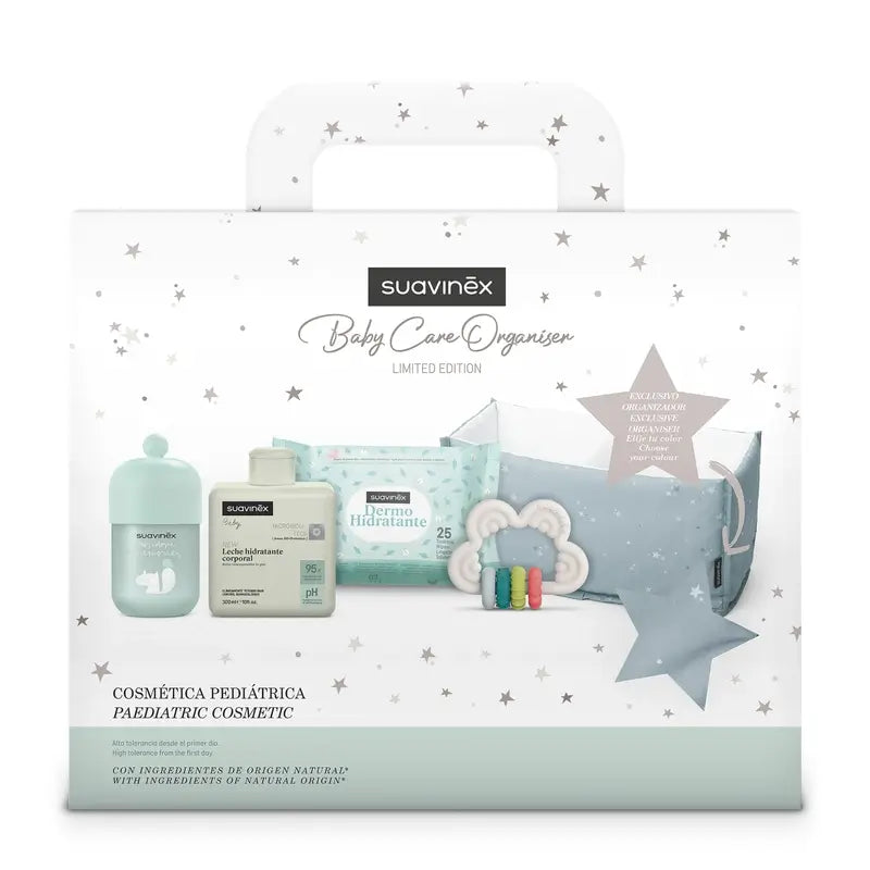 Suavinex Regalo Bebés Leche 300 Ml + Baby Cologne Memories 100 Ml + Toallitas + Mordedor, Azul
