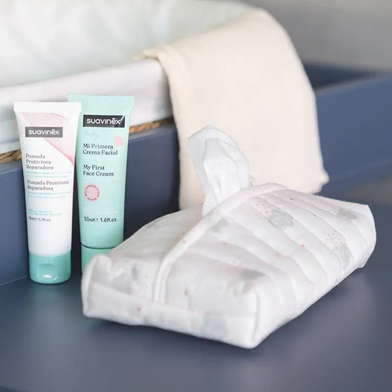 Suavinex Regalo Recién Nacido Con Porta Toallitas De Tela, Azul