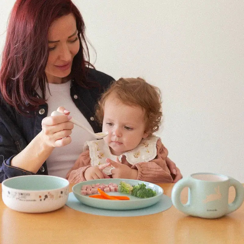 Suavinex Vajilla Bebés +6 Meses, Blanco Verde