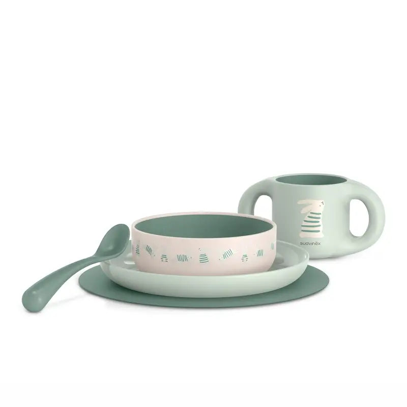 Suavinex Vajilla Bebés +6 Meses, Blanco Verde