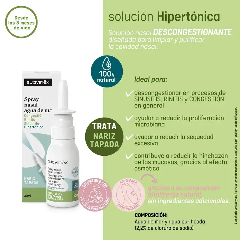 Suavinex Spray Nasal Descongestionante Para Bebés +3 Meses, 30 ml