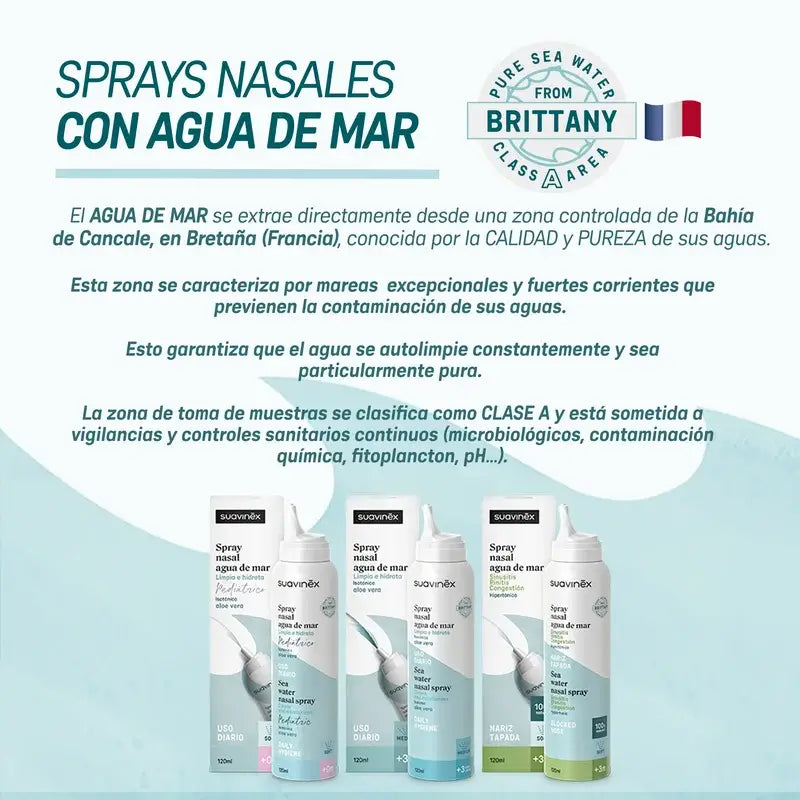 Suavinex Spray Nasal Isotónico Bebés, Higiene Diaria, 120 Ml