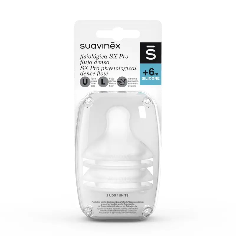 Suavinex Pack 2 Tetinas Fisiológicas Sx Pro De Silicona. Flujo Denso (L)