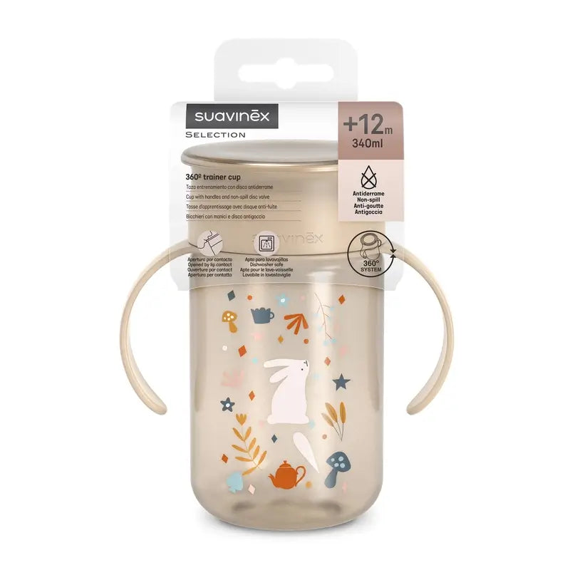 Suavinex Vaso 360 Antiderrame 340 Ml, +12 Meses, Wonderland Beige