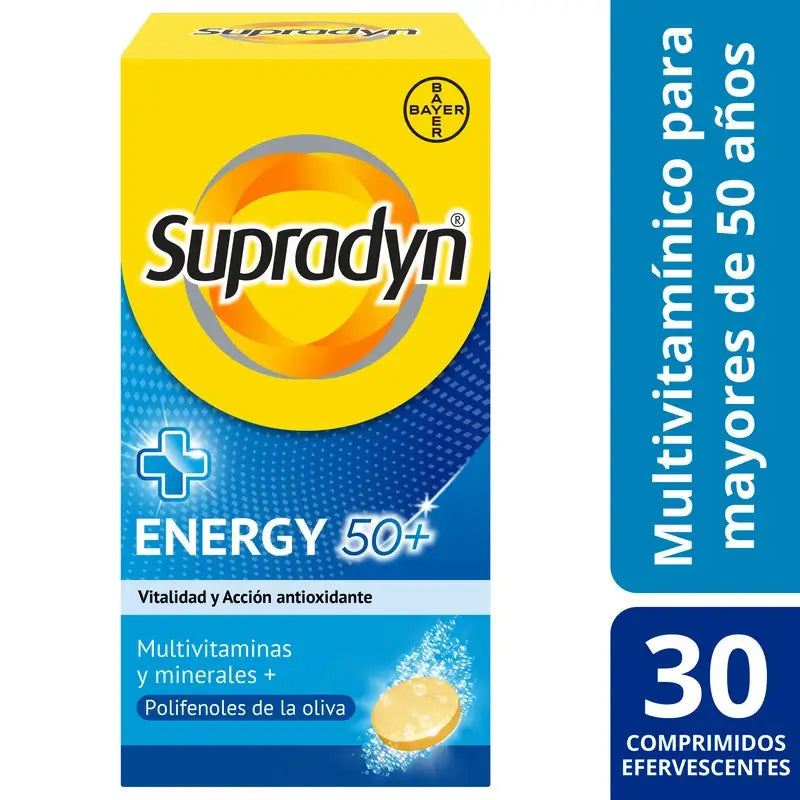 Supradyn Energy 50+ Vitaminas y Energía, 30 Comprimidos Efervescentes