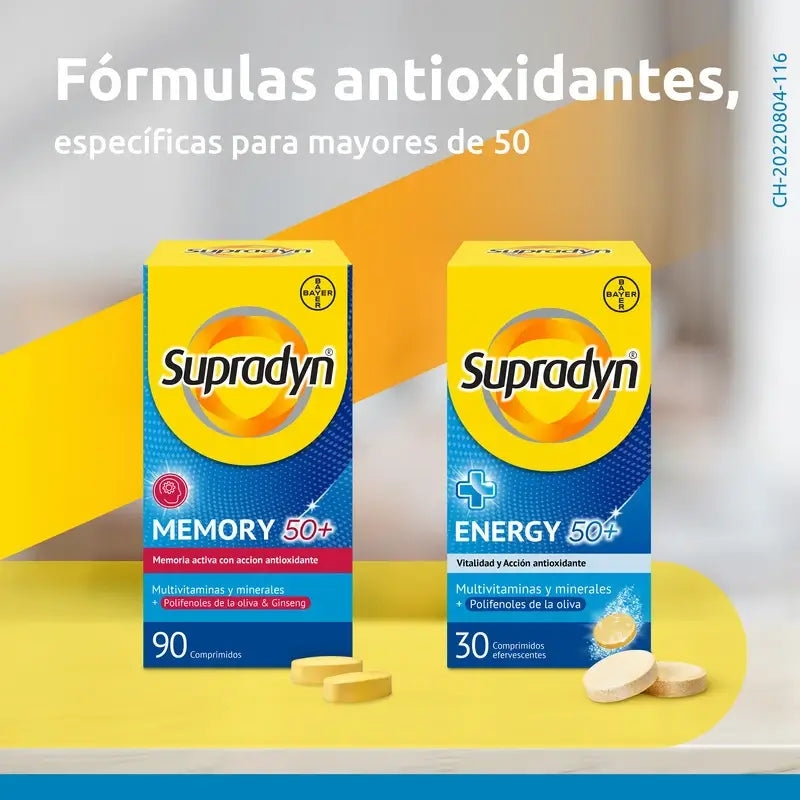 Supradyn Memory 50+ Vitaminas, Minerales y Energía con Ginseng, 90 Comprimidos