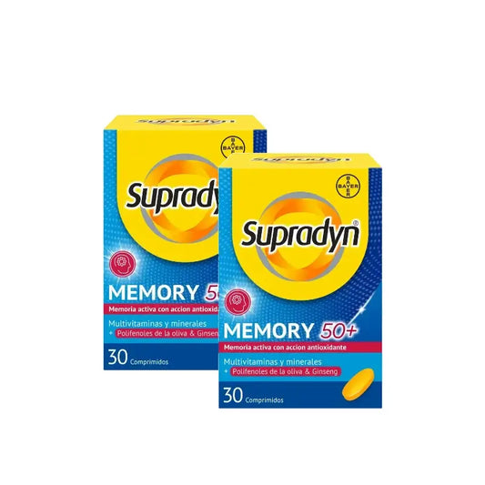 Supradyn Memory 50+ Vitaminas, Minerales y Energía con Ginseng, Pack 2 x 30 Comprimidos