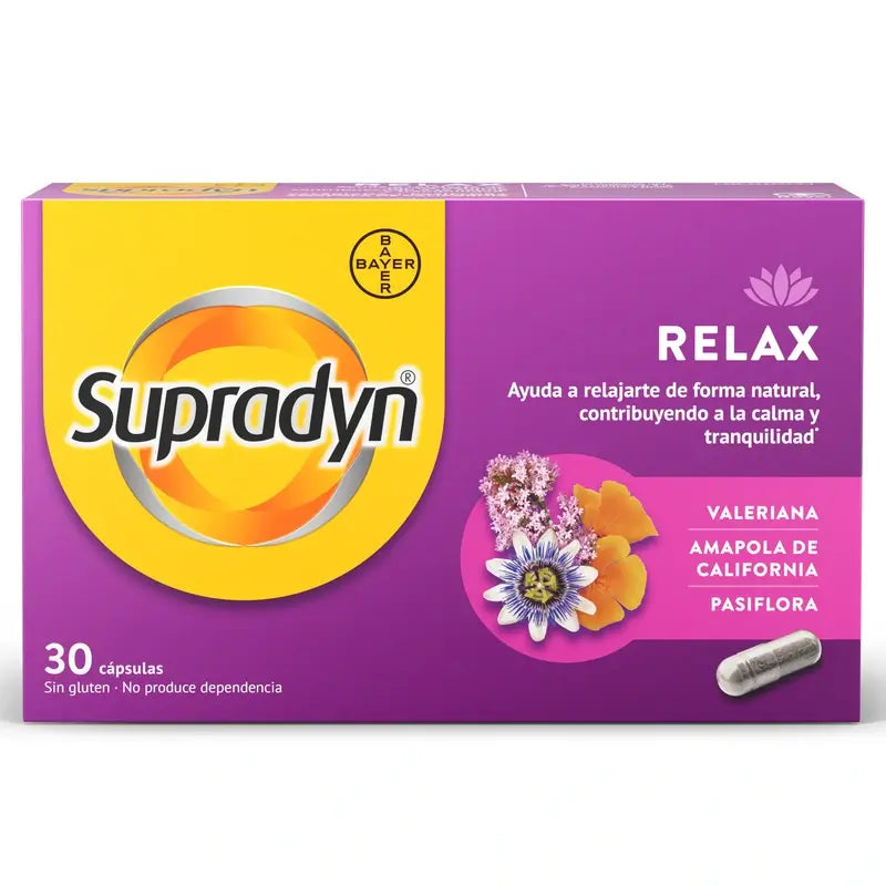 Supradyn Relax, Calma y Tranquilidad con Pasiflora y Valeriana, 30 Cápsulas
