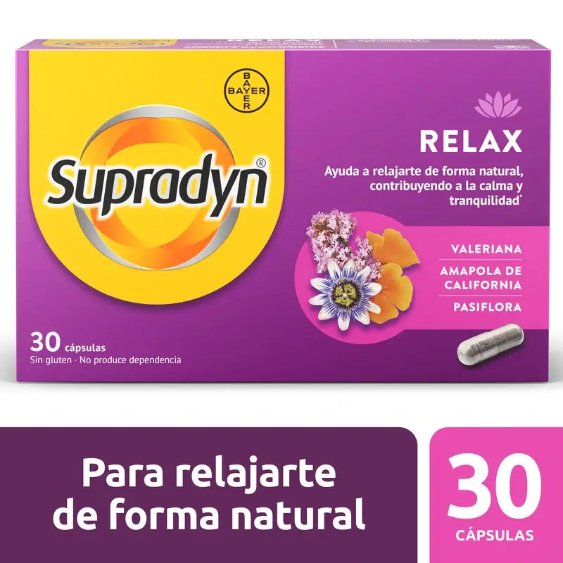 Supradyn Relax, Calma y Tranquilidad con Pasiflora y Valeriana, 30 Cápsulas