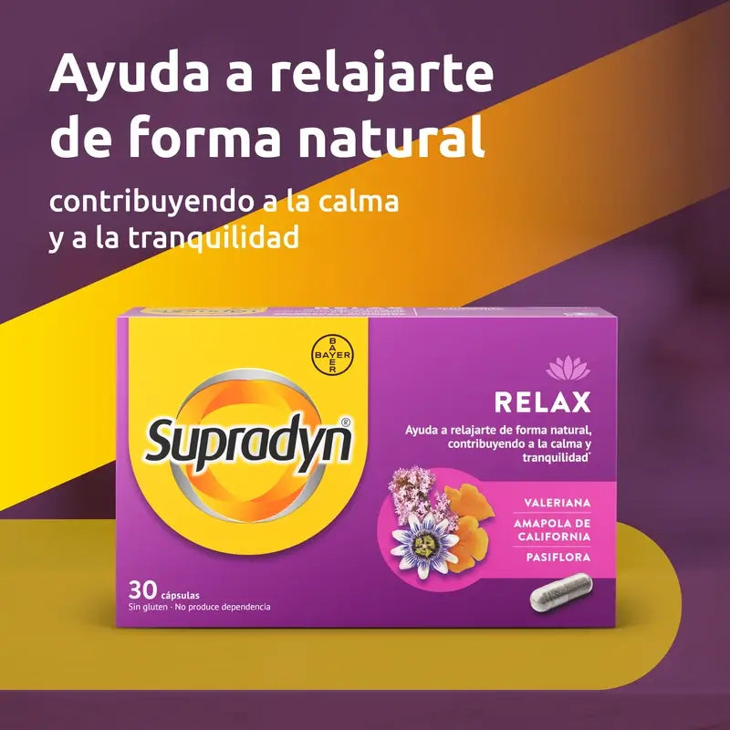 Supradyn Relax, Calma y Tranquilidad con Pasiflora y Valeriana, 30 Cápsulas