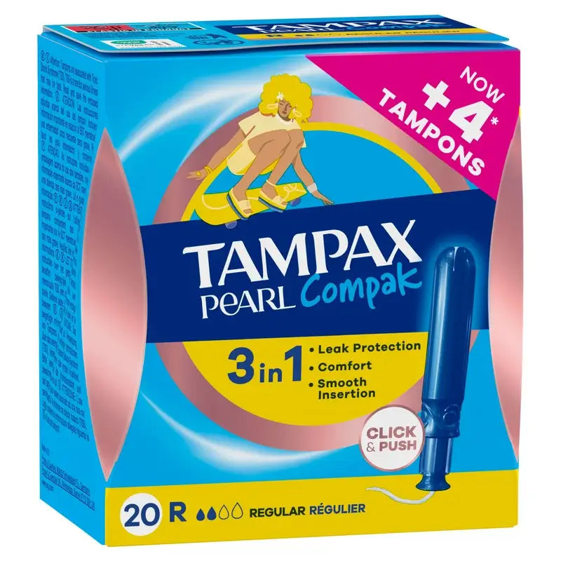 Tampax Pearl Compak Regular Tampones Con Aplicador, 20 Unidades