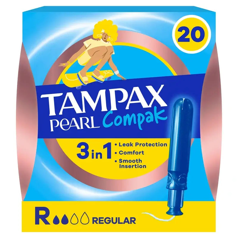 Tampax Pearl Compak Regular Tampones Con Aplicador, 20 Unidades