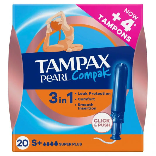 Tampax Pearl Compak Super Plus Tampones Con Aplicador, 20 Unidades