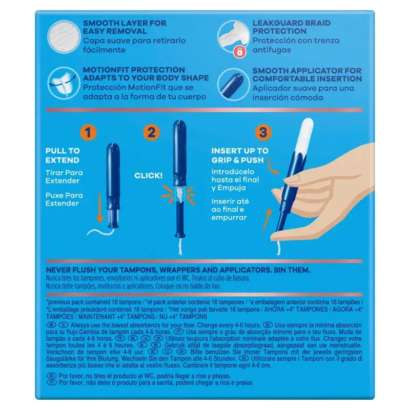 Tampax Pearl Compak Super Plus Tampones Con Aplicador, 20 Unidades