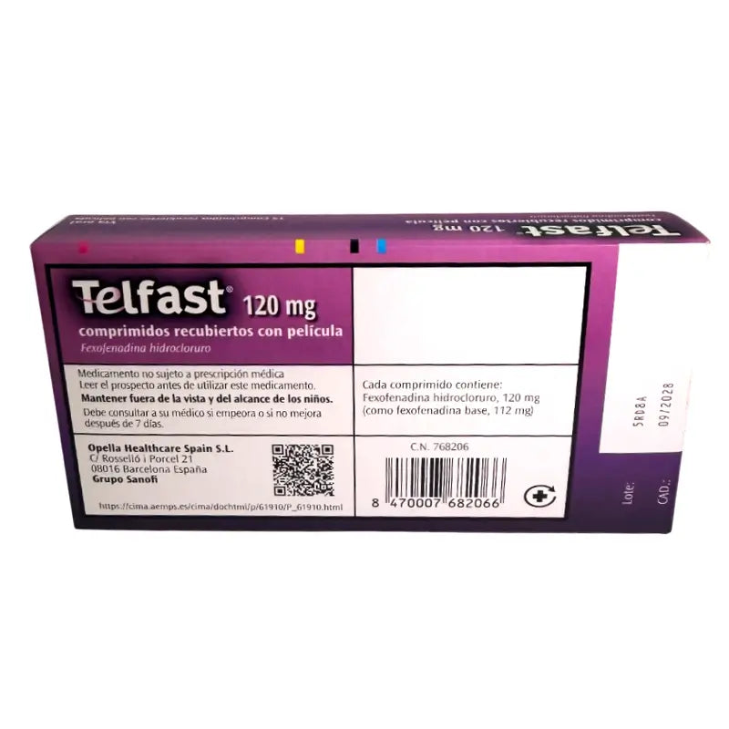 Telfast 120 Mg, 15 comprimidos recubiertos