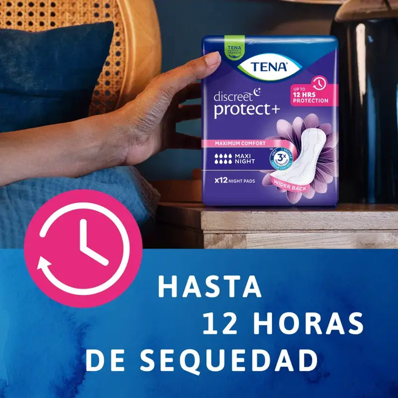 Tena Discreet Compresa Maxi Night, 12 Unidades