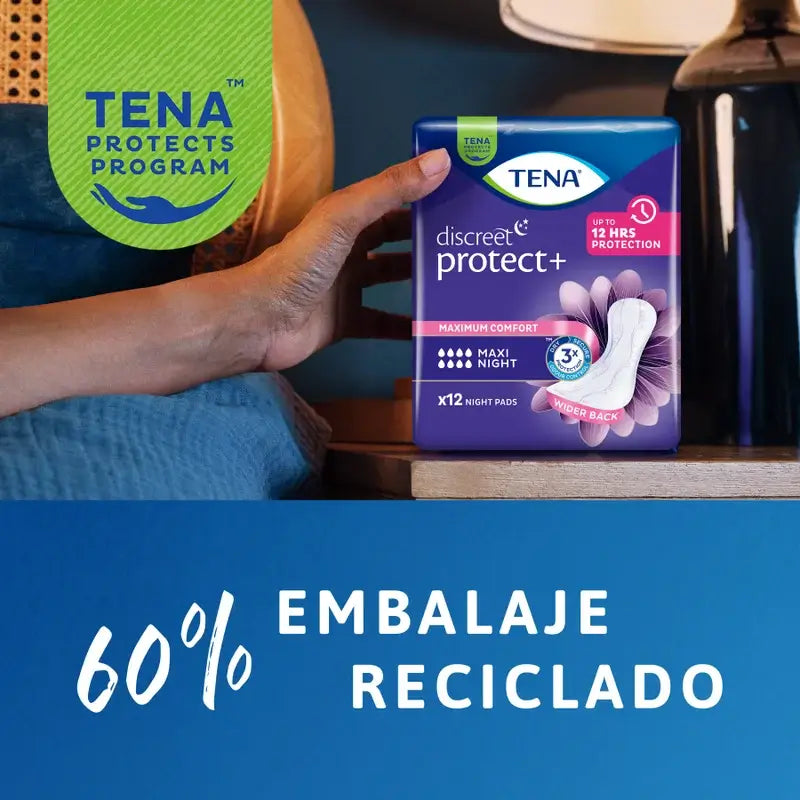 Tena Discreet Compresa Maxi Night, 12 Unidades