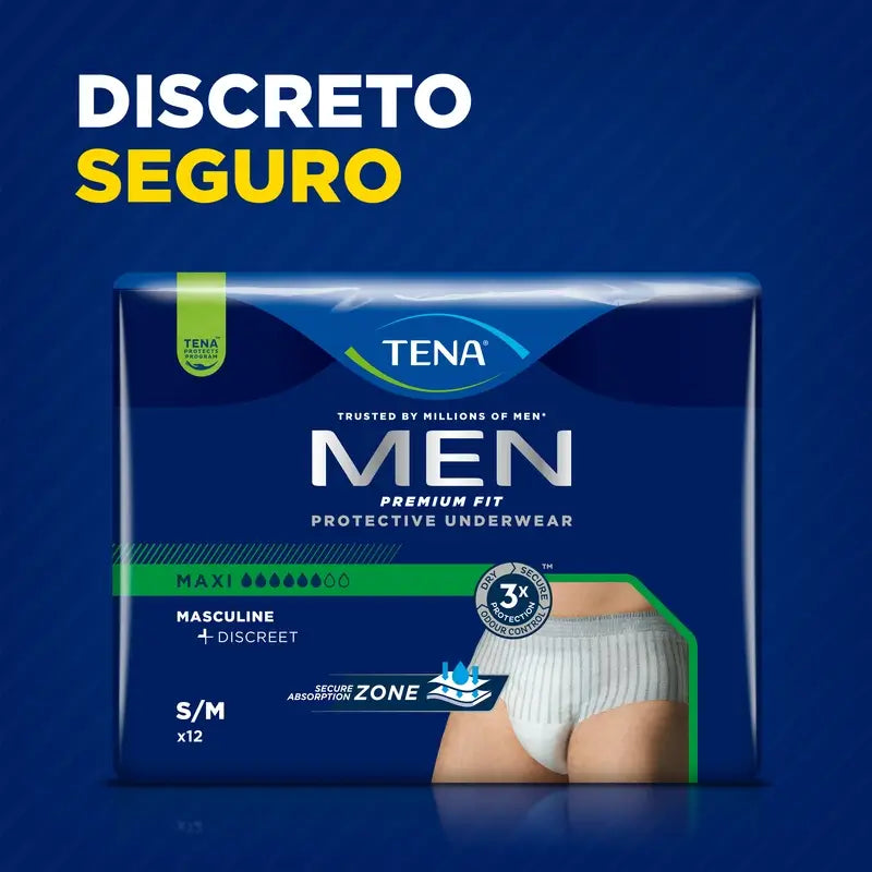 Tena Men Pants Premium Fit Maxi Talla S-M, 12 Unidades