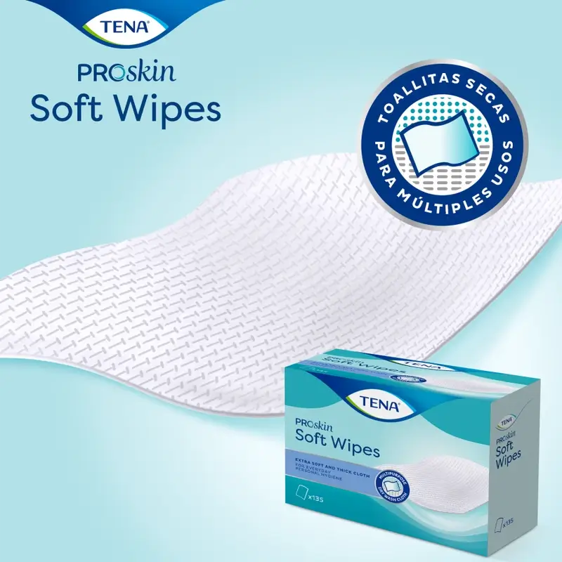 Tena Proskin Toallita Seca, 135 Unidades