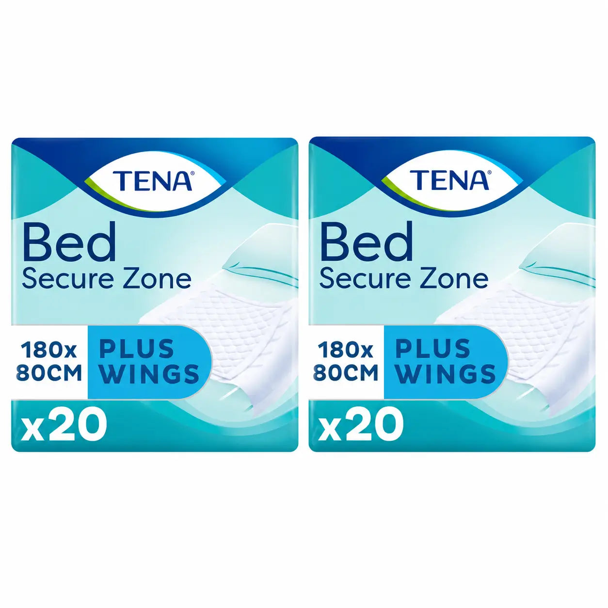 Tena Protector De Cama Bed Plus 80 X 180, 20 Unidades , pack 2