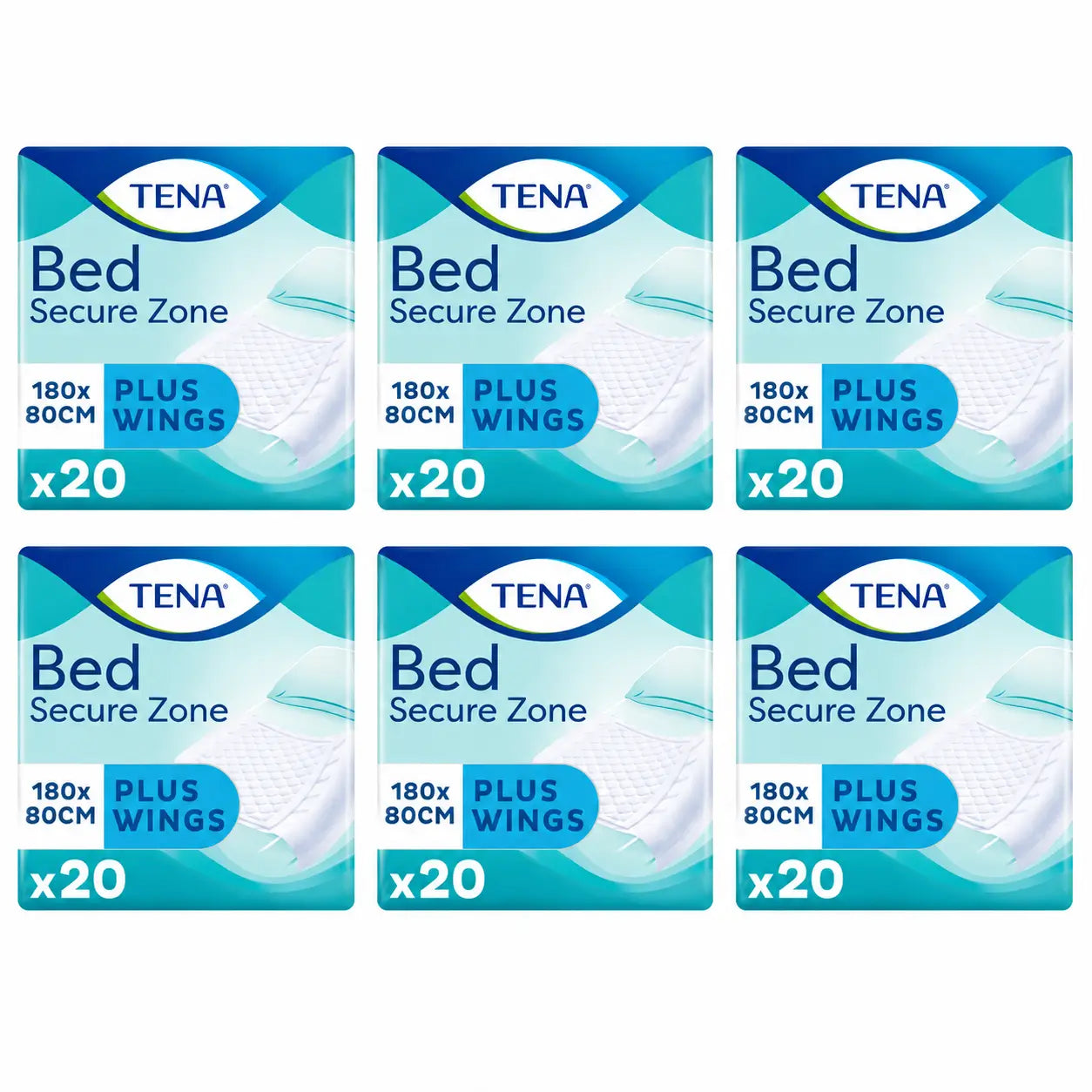 Tena Protector De Cama Bed Plus 80 X 180, 20 Unidades , pack 6