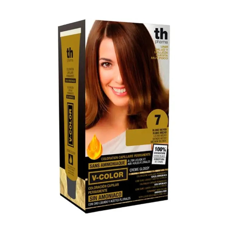 Th Pharma V Color- Kit Tinte Nº 7 Sin Amoniaco C/Oro Líquido