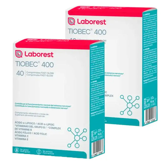 Tiobec 400 Complemento Alimenticio, Pack 2 x 40 comprimidos Fast-Slow