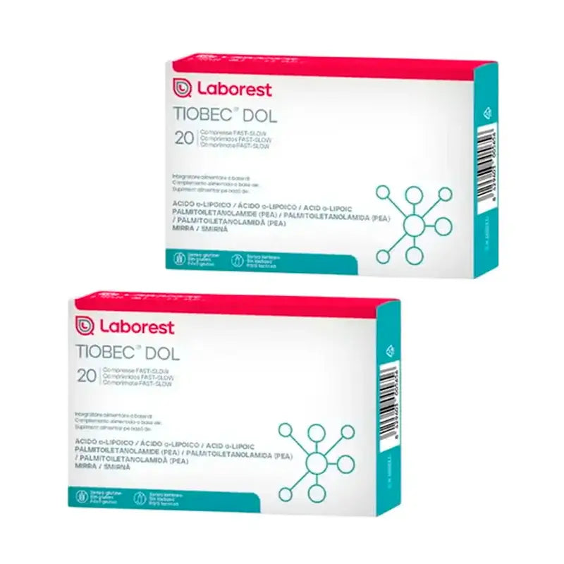 Tiobec Dol Complemento Alimenticio, Pack 2 x 20 comprimidos Fast-Slow