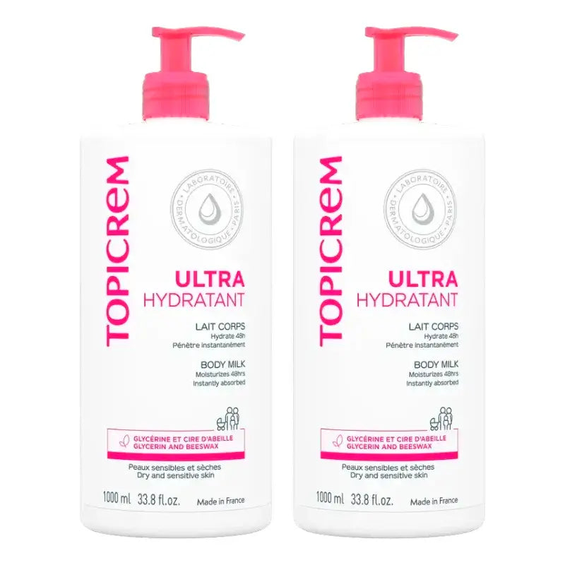 Topicrem Leche Ultra-Hidratante Corporal, Pack 2 x 1L