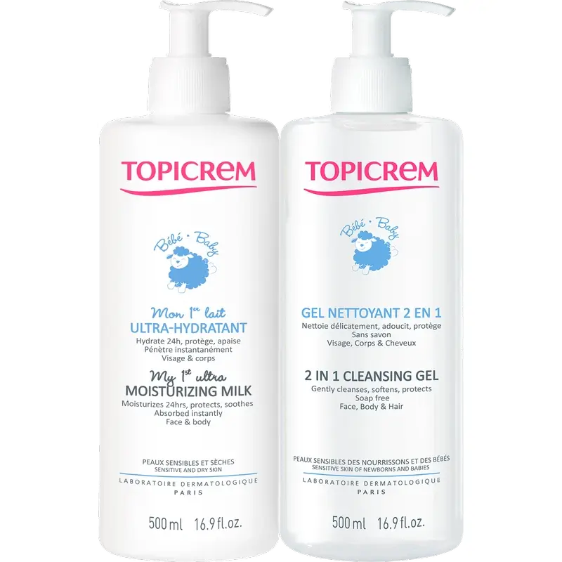 Topicrem Pack Baby Leche Ultra-Hidratante 500 Ml + Gel Limpiador 500 Ml