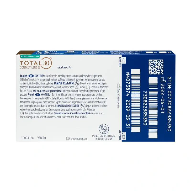 Total30 Lentillas Tóricas Mensuales , 6 unidades