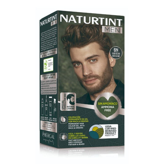 Naturtint Men Tinte Coloración Permanente Hombre Cabello Y Barba Sin Amoníaco 6N - Rubio Oscuro