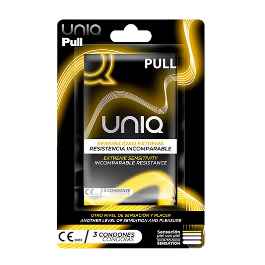 Uniq Pull Preservativos Con Tiras Sin Latex 3 Unidades
