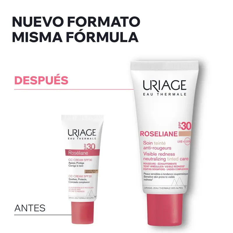 Uriage Roséliane Cc Cream Spf30 Crema Con Color Piel Sensible, Con Rojeces, Rosácea E Hiperreactiva , 40 ml