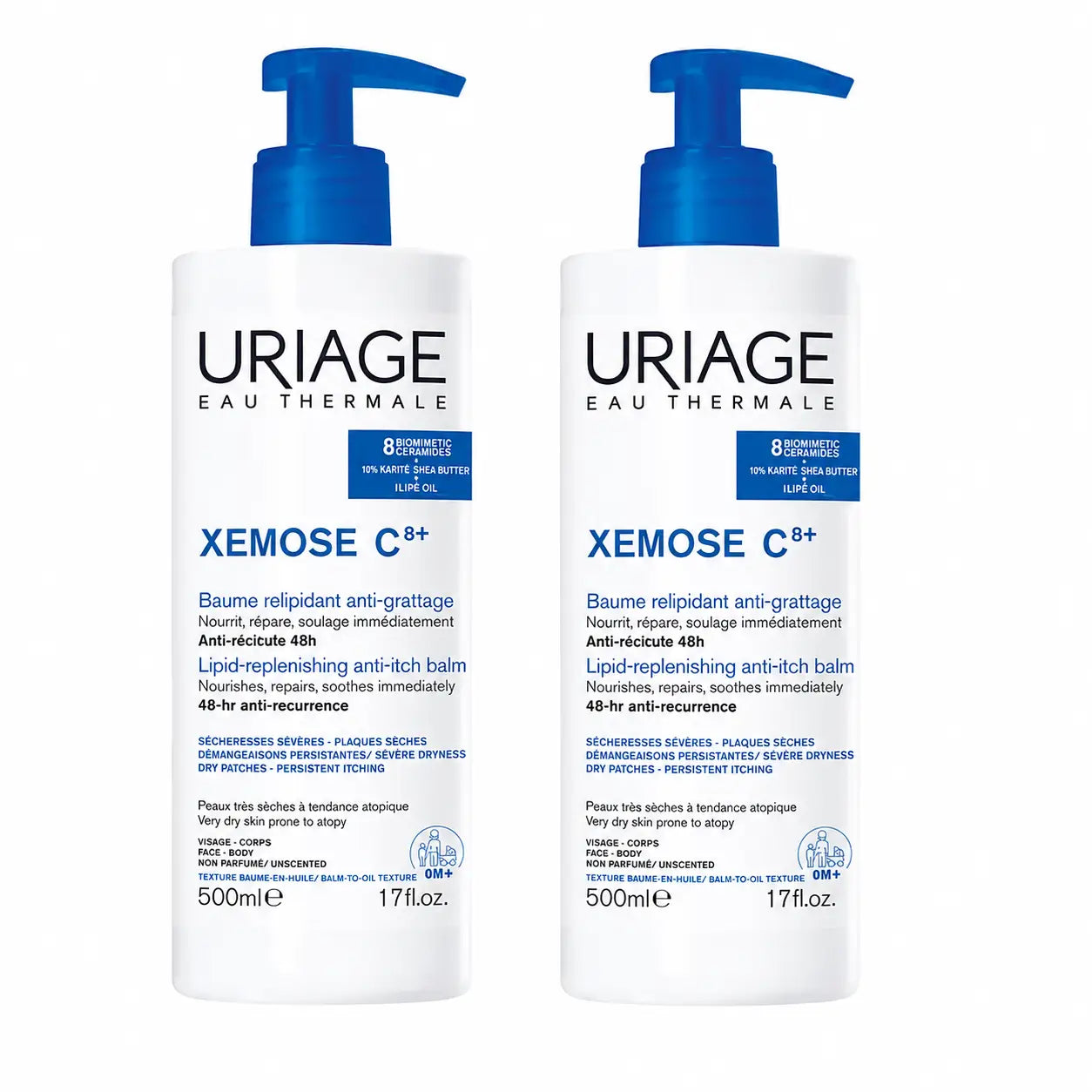 Uriage Xemose C8+ Bálsamo Relipidizante Anti-picor 500 ml, pack 2