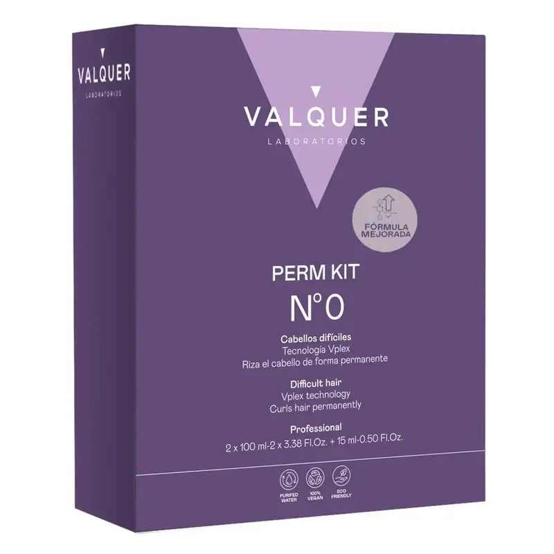Valquer Kit Profesional Para Permanente Nº0 – Cabello Difícil | 2 Pasos + Acondicionador Efecto Seda