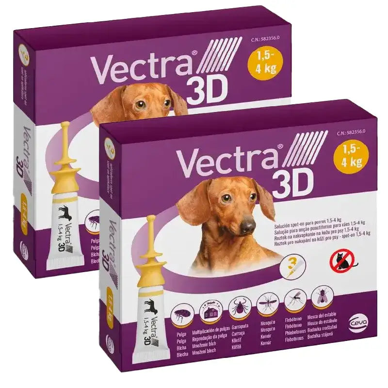 Vectra 3D Perro 1,5-4 Kg, Pack 2 x 3 Pipetas