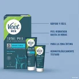 Veet Men Kit Crema Depilatoria Hombre, 100 ml + Bálsamo Post-Depilación, 50 ml