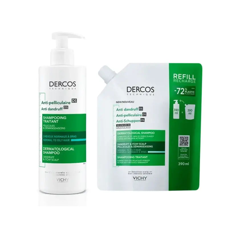 Vichy Dercos Champú Anticaspa Cabellos Grasos 400 Ml + Refill 400 Ml