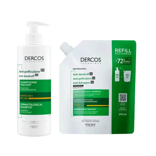 Vichy Dercos Champú Anticaspa Cabellos Secos 400 Ml + Refill 400 Ml