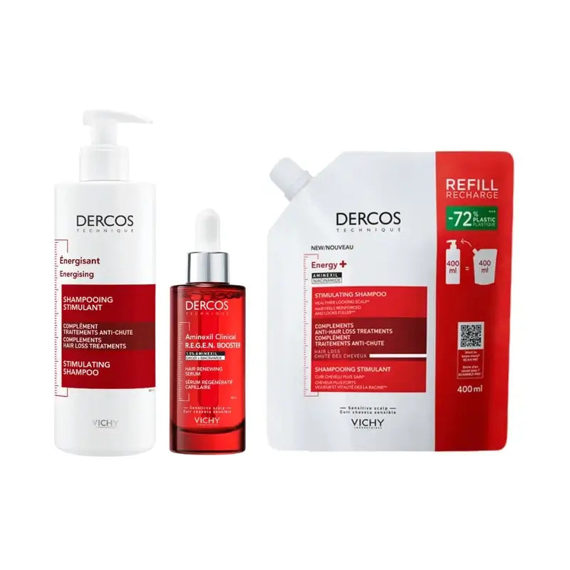 Vichy Dercos Regen Serum 90 Ml + Dercos Champú Energy+ 400 Ml + Refill 400 Ml