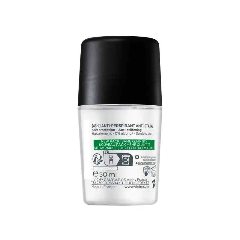 Vichy Homme Desodorante 48H Anti-Transpirante y Anti-Manchas Roll-On 50 ml