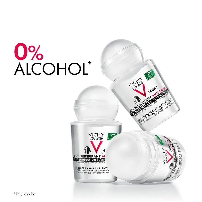 Vichy Homme Desodorante 48H Anti-Transpirante y Anti-Manchas Roll-On 50 ml
