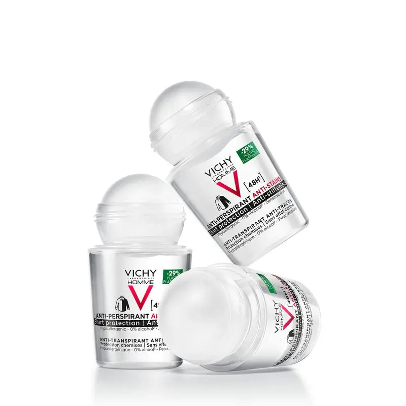 Vichy Homme Desodorante 48H Anti-Transpirante y Anti-Manchas Roll-On 50 ml