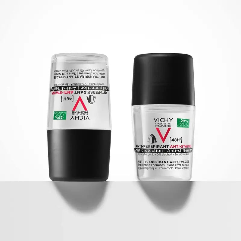 Vichy Homme Desodorante 48H Anti-Transpirante y Anti-Manchas Roll-On 50 ml